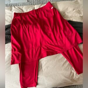 Red mesh basic Capri length leggings snoga athletics skirt